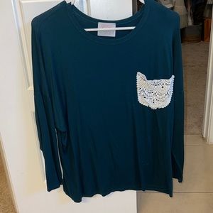 Teal long sleeve top